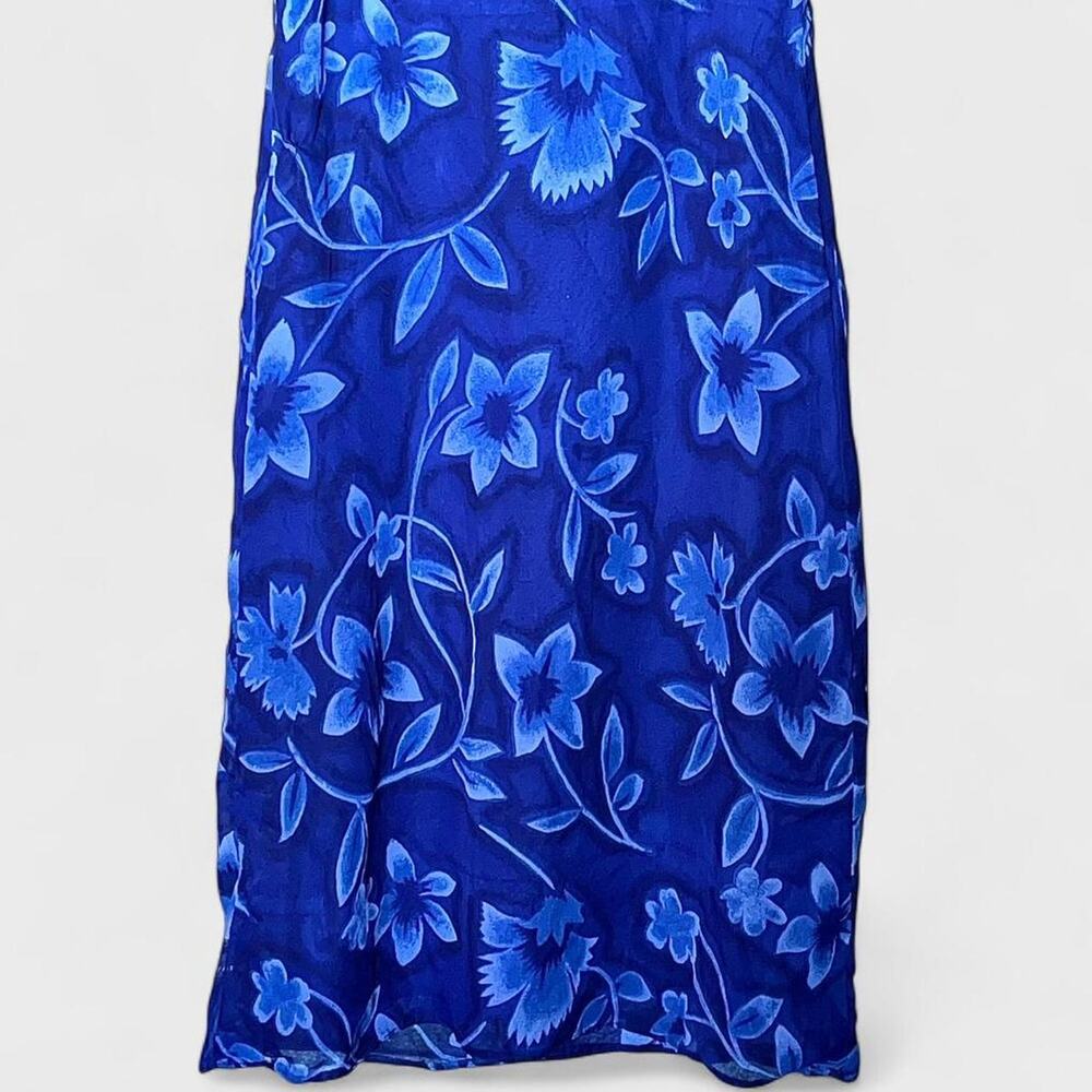 Vintage Fleurs by Elegant Additions Violet Blue Navy Floral Maxi Skirt - Size L